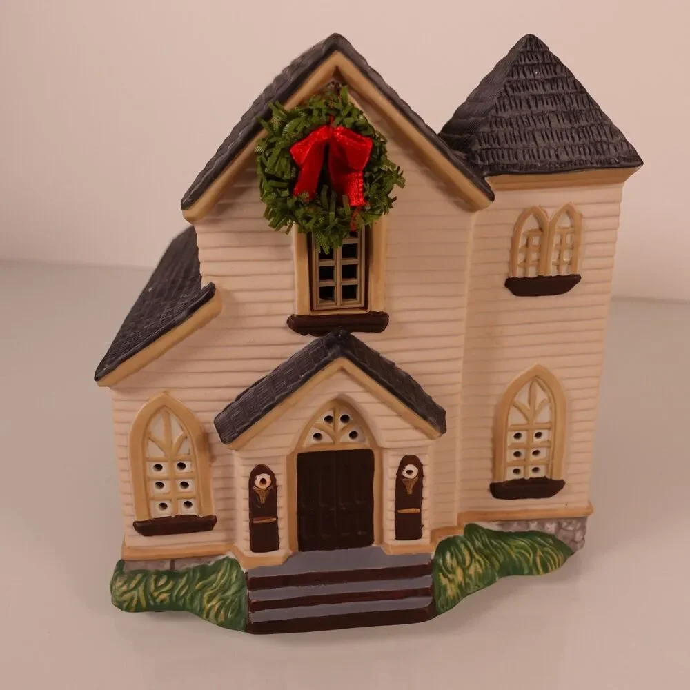 Hawthorne Village Welcome to Mayberry Lighted Community Church with Wreath